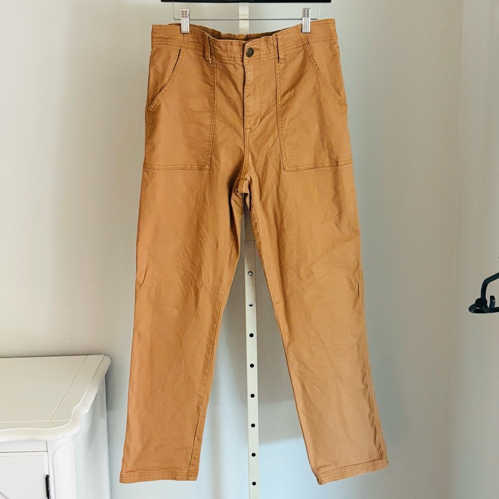 Knox Rose Elastic Waist Cargo Style Straight Leg Pants, Tan Medium - Picture 1 of 9